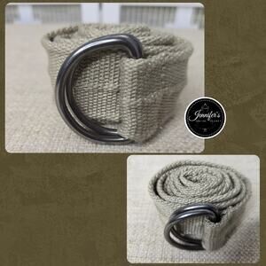 Unbranded Men's Khaki Soft Canvas Double Ring Belt Size 36-42
